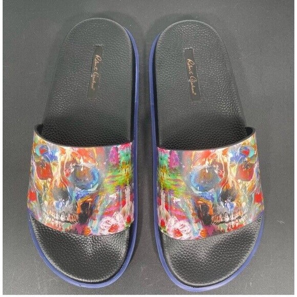 Robert Graham Leather Beachcomber Slide Sandals Skull Graphic Resort Colorful 8 main image 6